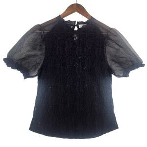 Melograno Rico Black Lace Sheer Blouse Women’s SZ M Fairy Goth Whimsigoth EUC